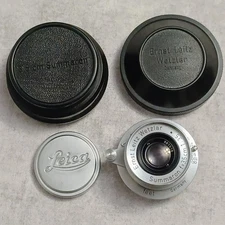 VTG Leica Ernst Leitz Wetzlar Summaron 3.5cm 35mm f/3.5 Lens original case caps 