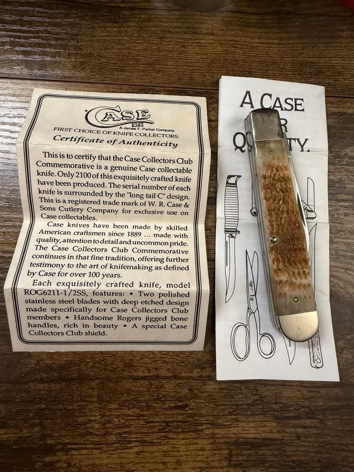 Cuchillo Club Coleccionista Case XX USA ROG 6211 1/2 SS 1989 Estuche English Jack Foto 2 de 4