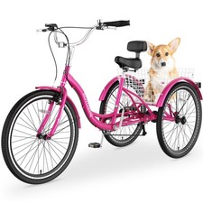 EOYOBIKE 26" Adult Tricycle 7-Speed 3-Wheel Bike Carbon Steel with Basket
