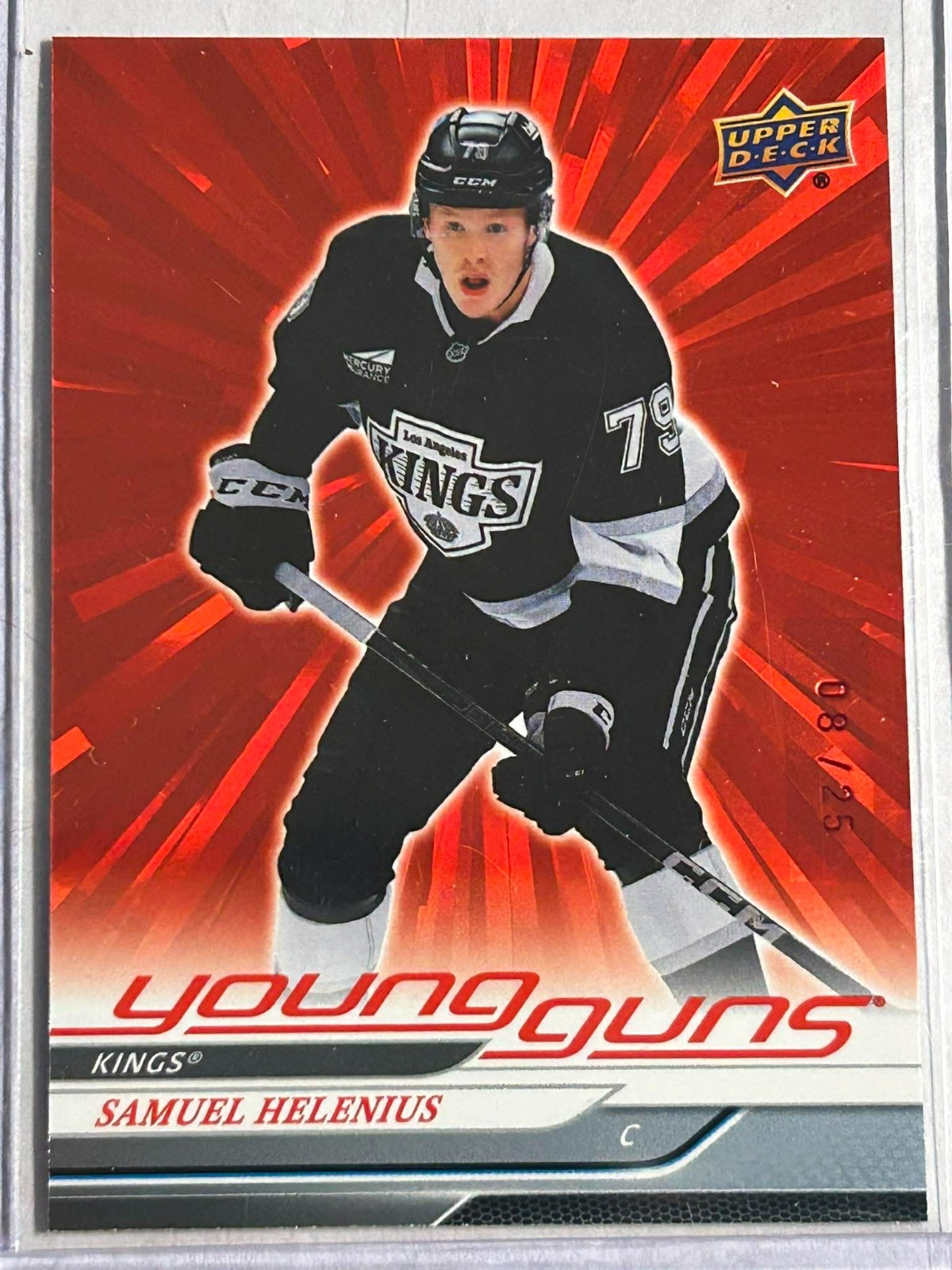 2024-25 Upper Deck Young Guns Red Outburst #719 Samuel Helenius 8/25 – LA Kings