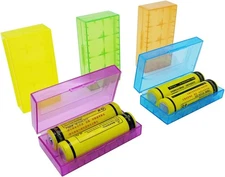 5-Pack Clear Colorful 18650 Battery Storage Case Organizer with Lid for CR123A 