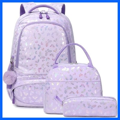 Large Capacity Lightweight Girls Backpack with Insulated Lunch Bag & Pencil Case
