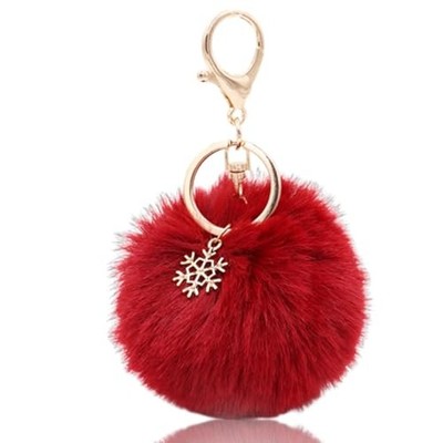 Cute Furry Fluffy Keychain for Bag Backpack Christmas Birthday Gifts for Red