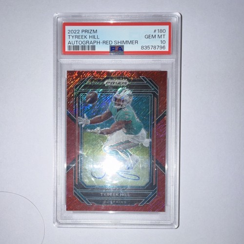 2022 Panini Prizm Tyreek Hill Dolphins #180 Red Shimmer Auto /35 PSA 10 83578796