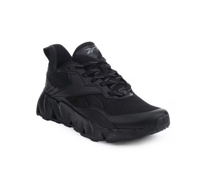 Reebok Zig Vizome Triple Black Leather Athletic Running Men's Shoes Cushioned Nu