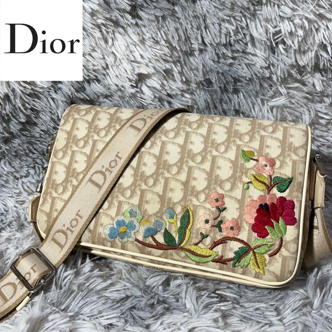 Dior Embroidered Floral Shoulder Bag Trotter Cd Hardware Large Canvas Tote Bag