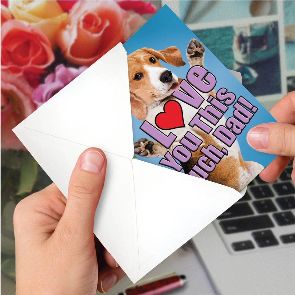 1 tarjeta del día del padre con sobre - Dog Love You This Much C6611DFDG Foto 4 de 4