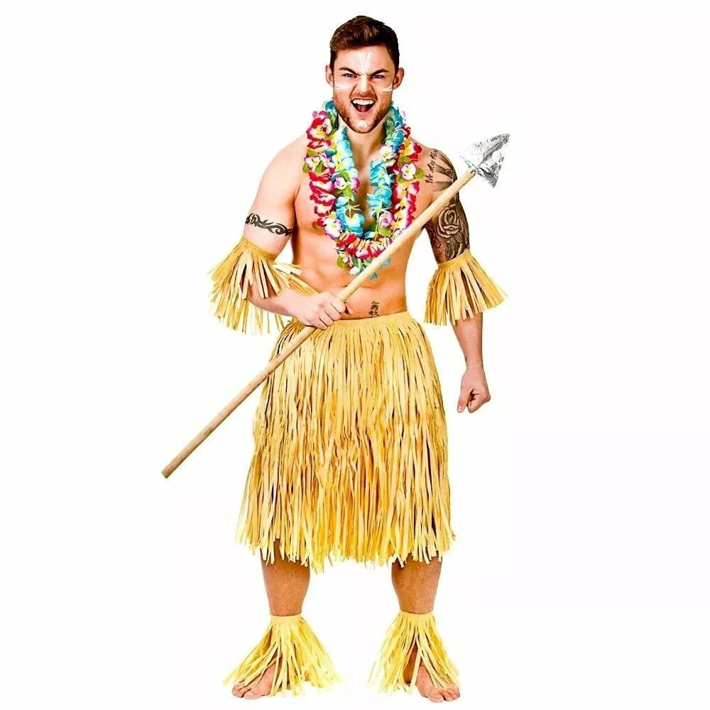  Disfraz de líder de la tribu zulú africana alrededor del mundo  hawaiano para hombre, disfraz de fiesta hula hawaiana, talla M-XL (XL) :  Juguetes y Juegos