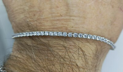 ARMBAND SILBER TENNIS WEISSE ZIRKONIA MM 2,5 CM 16 EINFASSUNGEN 4 KRALLEN EXPLOIT