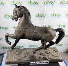 Vintage Antique Metal Horse Sculpture Statue Iron or Spelter (damaged tail)