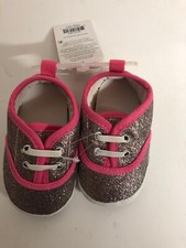 Carter's Baby Girl Sneaker Pink Glitter Style Crib Shoes Size 3-6 Months New