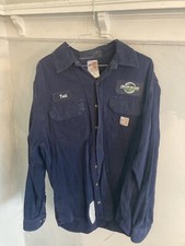 Carhartt FR Shirt Mens M Medium Blue Work Wear Flame Fire Resistant Button Down