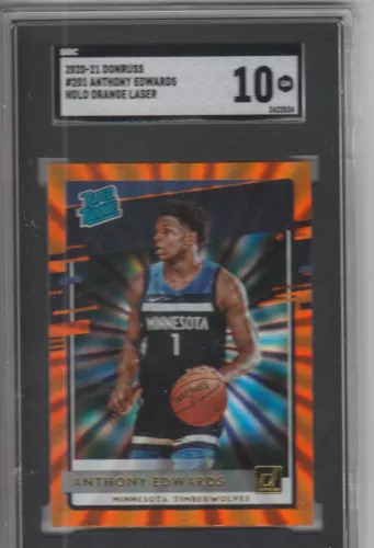 2020-21 Donruss Anthony Edwards Holo Orange Laser #201 Rated Rookie SGC 10 🔥🔷