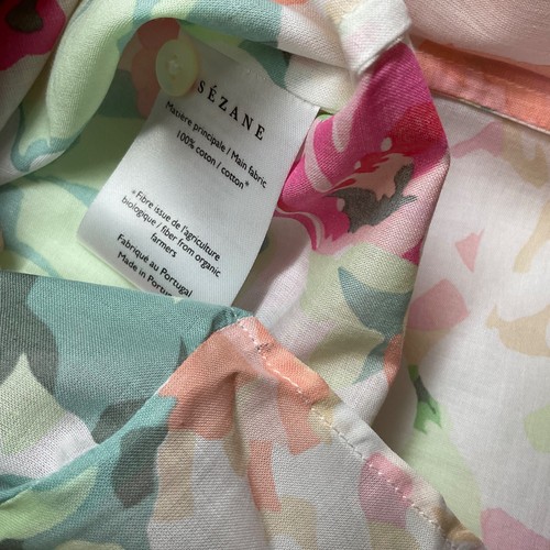 NWT SEZANE PIERRO SHIRT Romantic flowers PINK GREEN COTTON SZ 34 US2 bust36 - Picture 7 of 7
