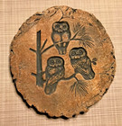 OWLS! Shapes of Clay by Stan volcanic ash pottery owl wall hanging plaque signed — photo 1