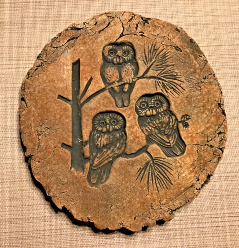 OWLS! Shapes of Clay by Stan volcanic ash pottery owl wall hanging plaque signed