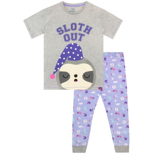 Sleepy Sloth Pyjamas Kids Girls 6 7 8 9 10 11 12 13 Years PJs - Afbeelding 1 van 7