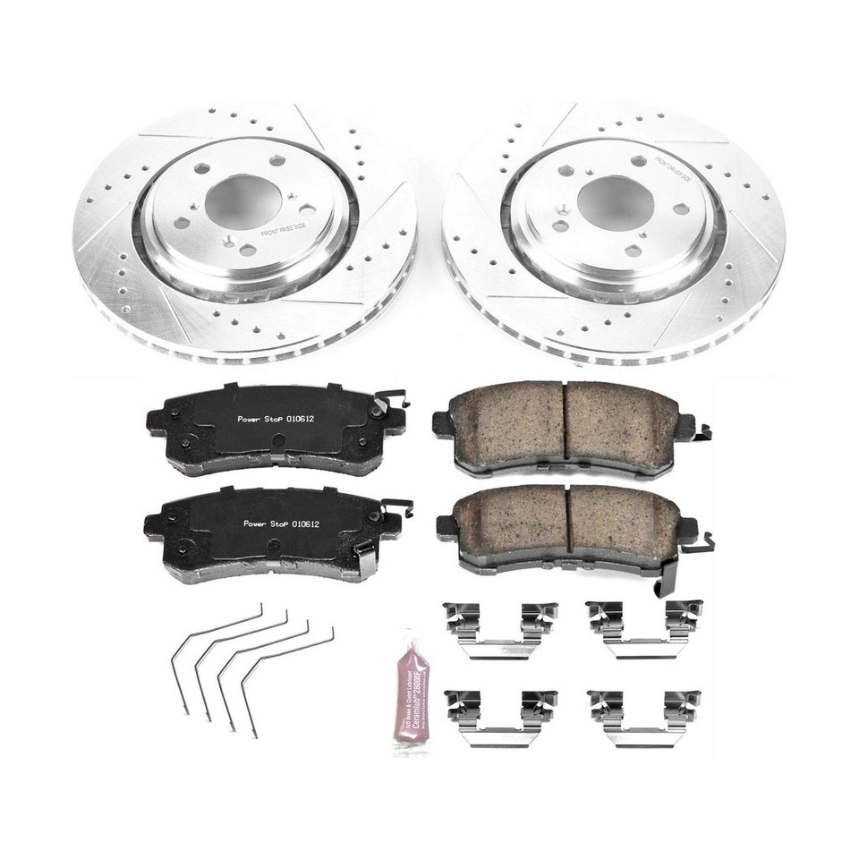 Power Stop Z23 Carbon Fiber Brake Kit - Front & Rear Drilled & Slotted Rotors With Pads & Drums - Better Stopping Power - View #10