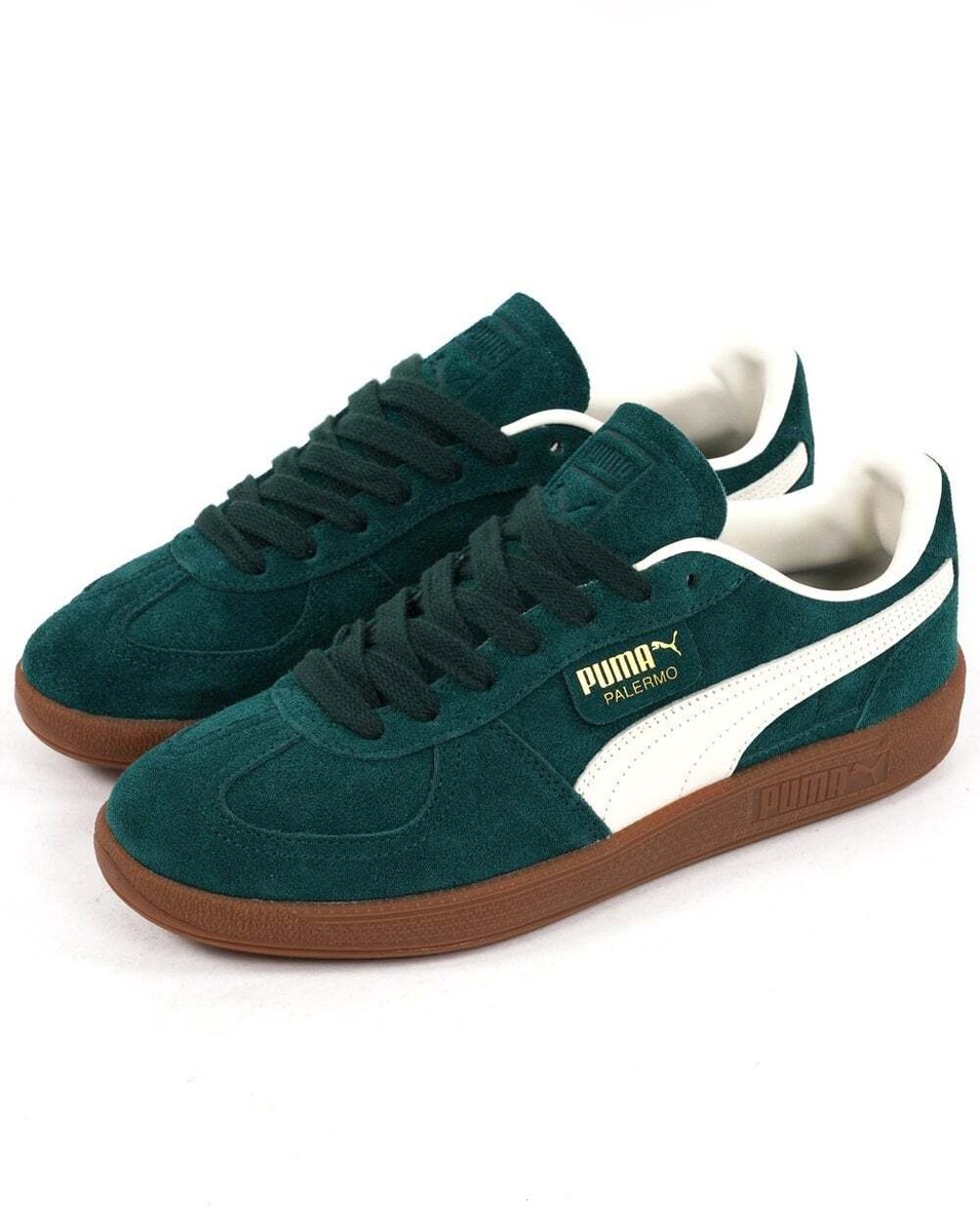 Puma Palermo Trainers Dark Myrtle/Warm White Sneakers, 80s Retro - Main Image