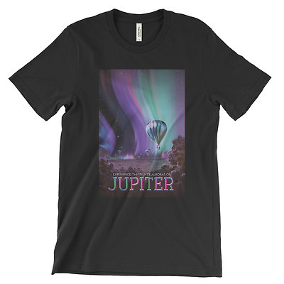 NASA Art Poster Tee. Jupiter. Solar System. Black, White, Space Astronaut NEW