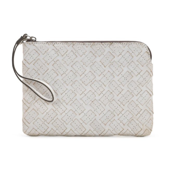 Patricia Nash White Braided Stitch Cassini Wristlet Women's Handbag L11329