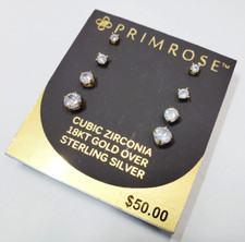 PRIMROSE Sterling Silver Cubic Zirconia Graduated Stud Earring Set