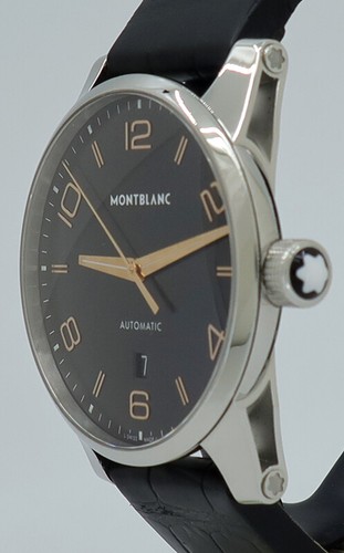Montblanc ref 101551 Steel Auto 42mm Black Dial Timewalker on Croc w/B&P - Picture 2 of 7