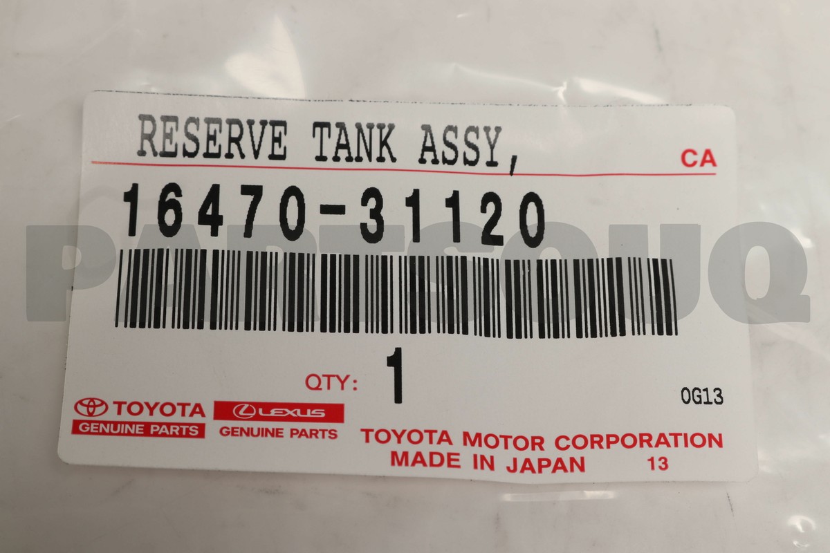 1647031120 Genuine Toyota TANK ASSY, RADIATOR RESERVE 16470 1647031120 Genuine Toyota TANK ASSY, RADIATOR RESERVE 16470