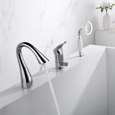 Chrome 3 pieces widespread Bathroom Bath Roman Tub Filler shower Faucet