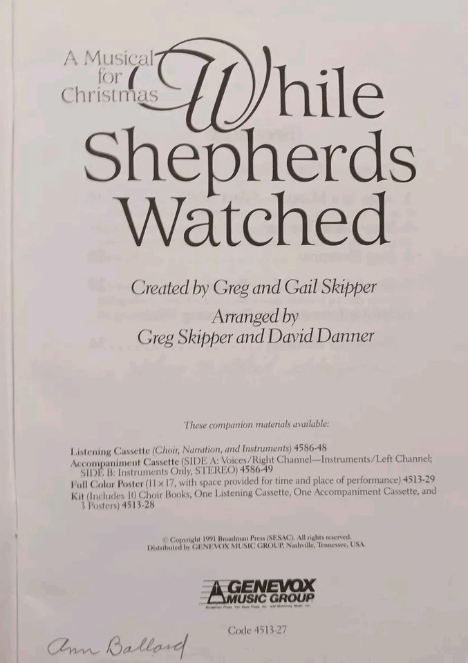 Christmas Choir Musical Contata "While Shepherds Watched" 8 Books '91  Narration - Image 2 of 4