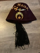 Vintage Masonic Shriner Fez Hat El Maida Shrine Jewel Freemasonry w/ Tassel