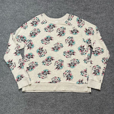 Disney Mickey And Minnie Mouse Womens Crewneck Sweatshirt Gray Long Sleeve L