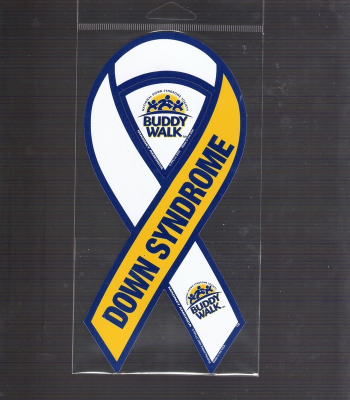 Downs Syndrome 8 inch ribbon  magnet for car or anything metal     New
