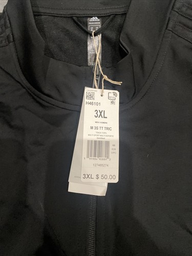 Adidas Men's Essentials Warm-Up 3-Stripes Black -3XL - Picture 4 of 5