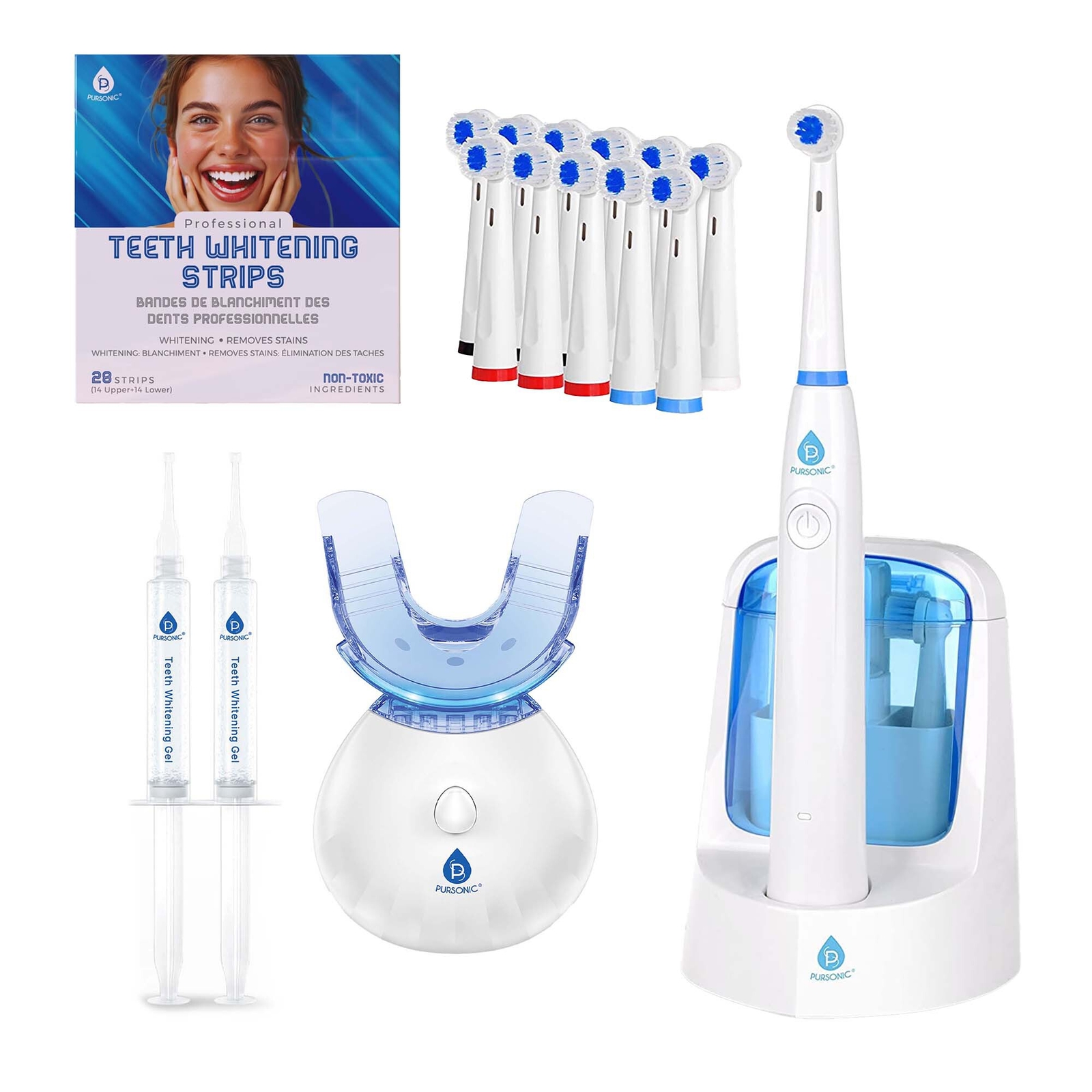 Pursonic Advanced Smile Care Bundle &ndash; LED Whitening Kit, W