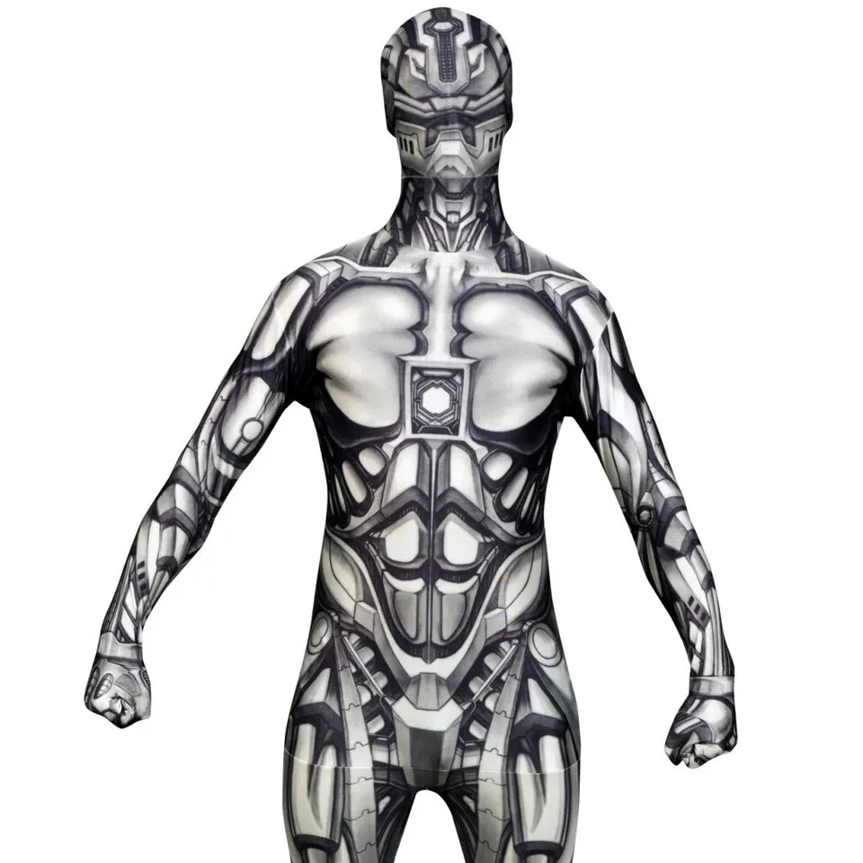 Adulto Android Monstruo Morphsuit Hombres Robot Disfraz Skinsuit Halloween M - XXL Foto 3 de 4
