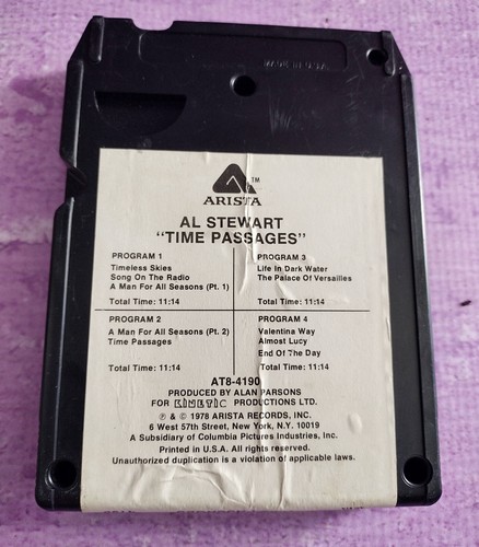 Al Stewart Time Passages 8 Track Tape Arista Records 1978 Vintage - Imagen 2 de 4
