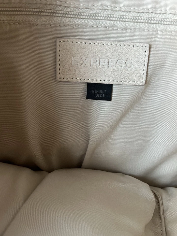 Bolso de Mano Y2K Express Beige Grande Gamuza - Grande, Totalmente Forrado, Nuevo Sin Etiqueta Foto 4 de 4