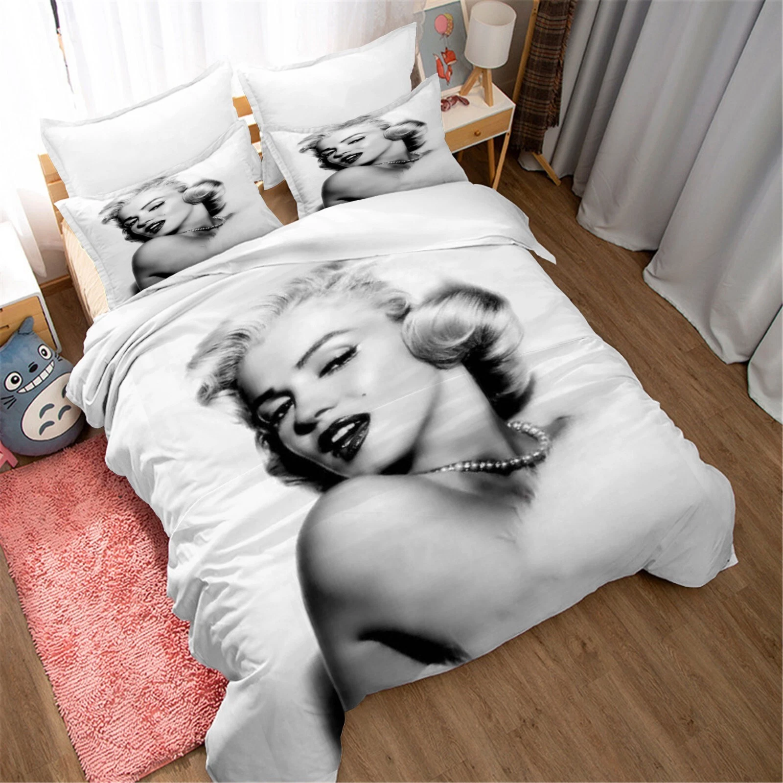 3D Marilyn Monroe White Bedding Set