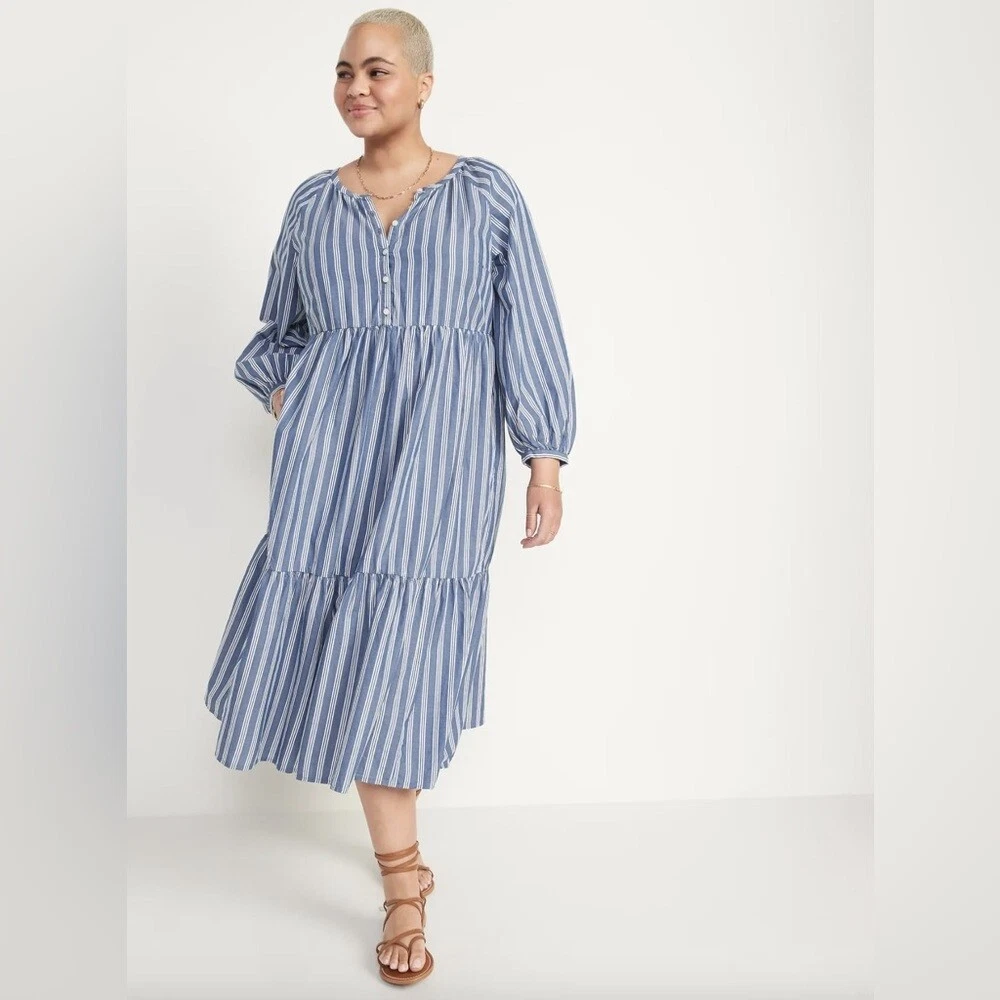 Old navy blue top and white striped dress