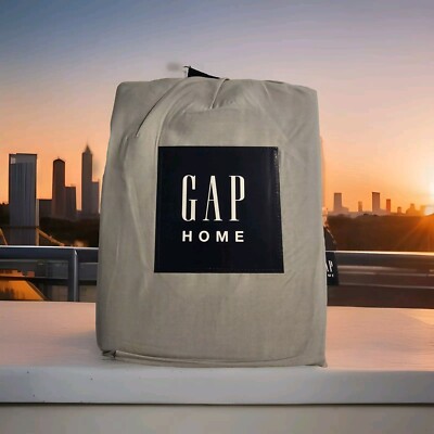 GAP Home Sheet Set Full Solid Percale Gray Easy Care 1 Flat 1 Fitted 2 Pillowcas