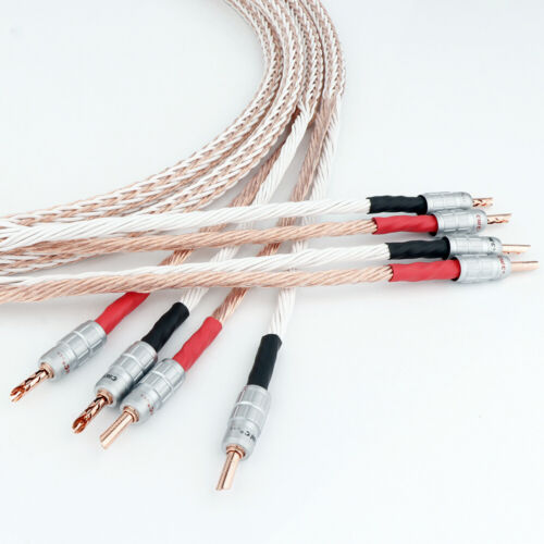 Pair OCC Copper Wire HiFi Audio Speaker Cable BFA Banana Plug Interconnect Cord - Picture 4 of 7
