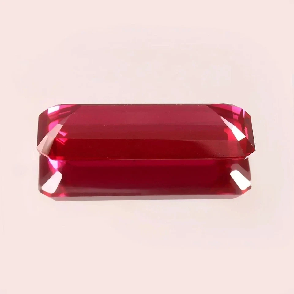 Natural 50.25 Ct Unheated Mozambique Pigeon Red Ruby Long Emerald Cut Gemstone - Image 3 of 3