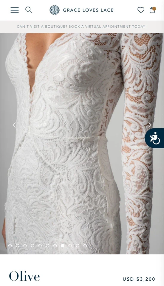 Vestido de novia Grace Loves de encaje "OLIVE" difícil de encontrar talla 2/4 S/M pequeño 2 mediano 4 Foto 3 de 4