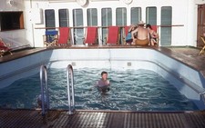 MV Cabo Izarra Swimming Pool 1969 Ybarra Line Cruise Ship Kodachrome Slide