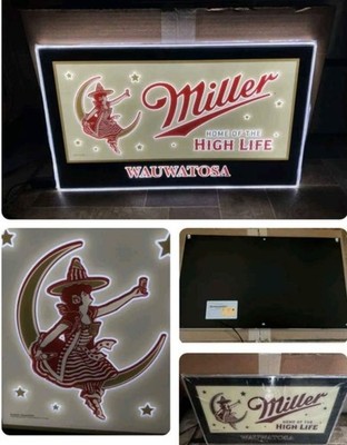 Miller High Life Beer Girl On Moon Stars Led Light Up Sign Wauwatosa Wi 