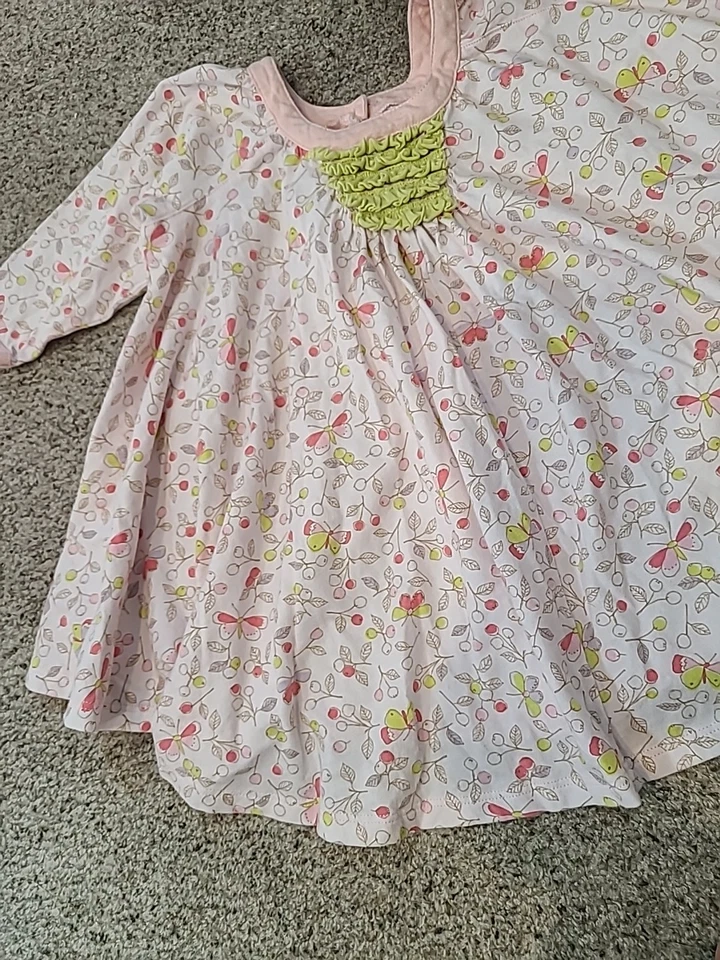 Vestido Baby Lulu Algodón Orgánico Talla 12 Meses Rosa Mariposa Foto 3 de 4