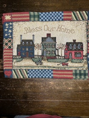 Set Of 4 Americana Bless Our Home Tapestry Placemats