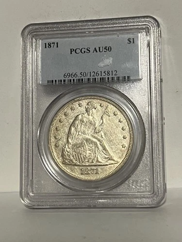 1871 $1 Liberty Seated Dollar PCGS AU50