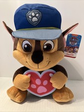 Paw Patrol Chase Nickelodeon Cute Plush Stuffed Animal Holding A Heart 12" NWT
